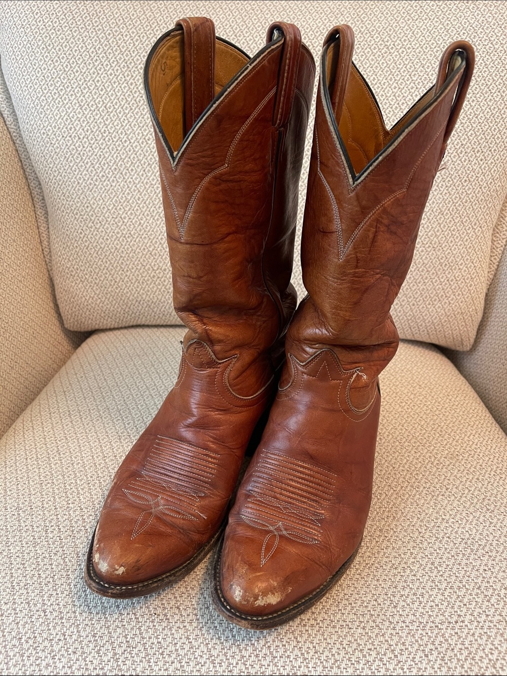 Tony Lama Brown Leather Western Cowboy Boots